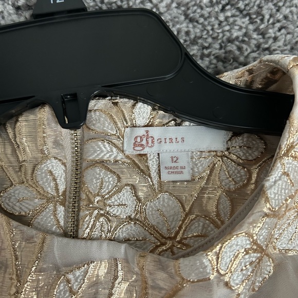 Gb girls floral appliqué balloon sleeve short formal dress size 12 - Picture 4 of 7